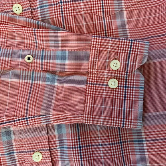 Banana Republic Soft Wash Shirt Men Small Button Up Red Window Pane - Picture 6 of 8